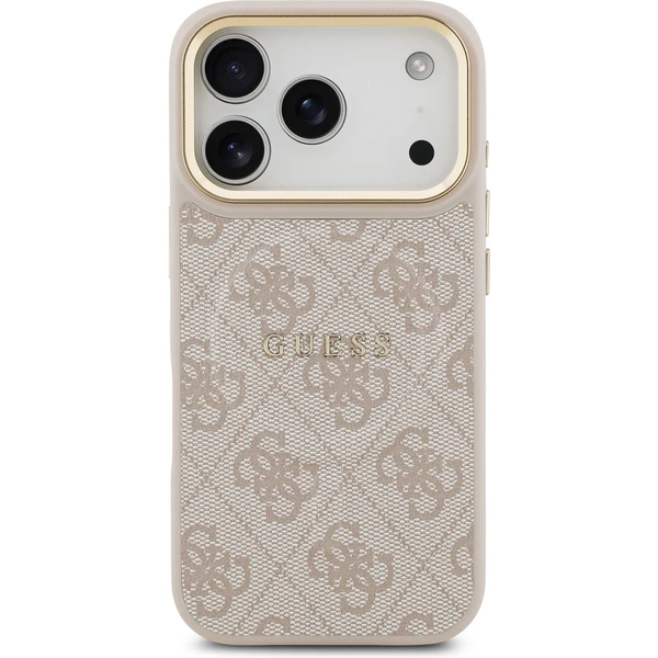 Guess PU Leather 4G Gold Frame MagSafe kryt iPhone 17 Pro růžový - Pouzdra - Obrázek 0f345170813b4e97a69152992a82457d