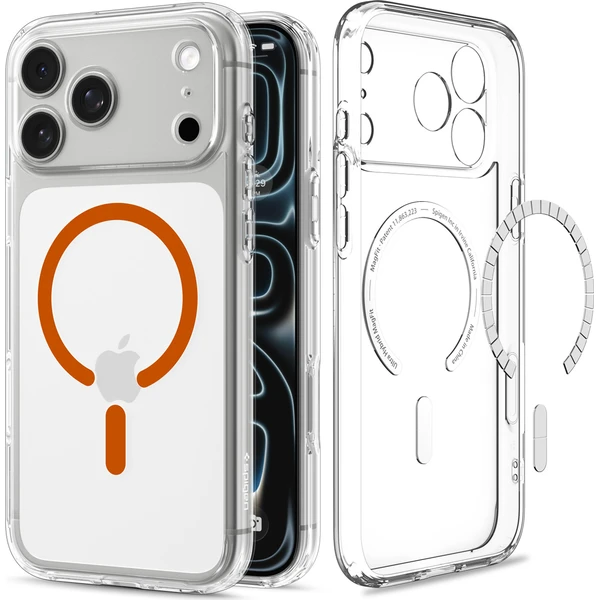 Spigen Ultra Hybrid MagSafe kryt iPhone 18 Pro/17 Pro clear orange