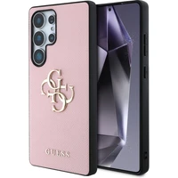 Guess PU Grained 4G Metal Logo kryt Samsung Galaxy S25 Ultra růžový - Pouzdra