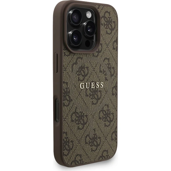 Guess PU Leather 4G Colored Ring Strap MagSafe kryt iPhone 16 Pro hnědý - Pouzdra - Obrázek 0fc1c915a19747319fc5ace17a543802