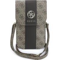 Guess PU 4G Stripe Metal Logo taška na telefon hnědá - Pouzdra