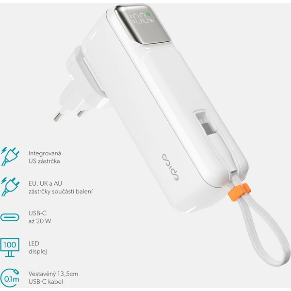 Epico UltraPack 2v1 5000mAh cestovní powerbanka a síťový adaptér bílá - Powerbanky - Obrázek 100F000K01