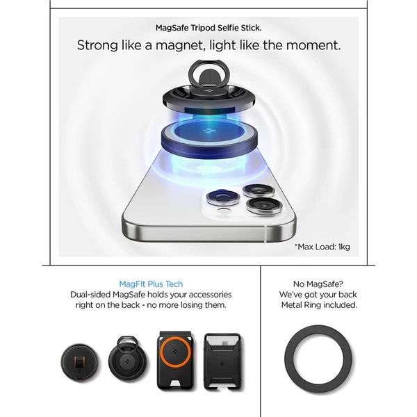 Spigen Selfie Stick MagSafe+ Tripod selfie tyč černá - Držáky - Obrázek 102fb86f604f45bc81f784fb398ab848