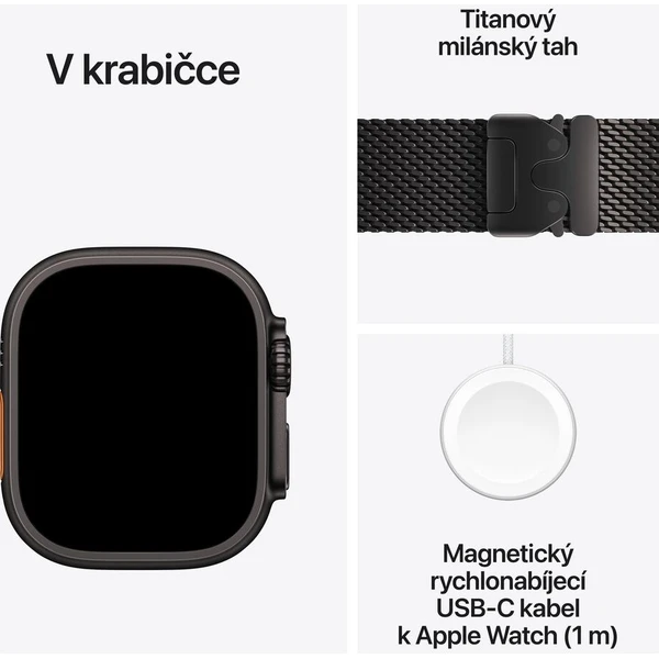 Apple Watch Ultra 4 49mm Černý titan s černým titanovým milánským tahem M (Další) - Chytré hodinky - Obrázek 10868a4f23bb402ab914978784bcf43c