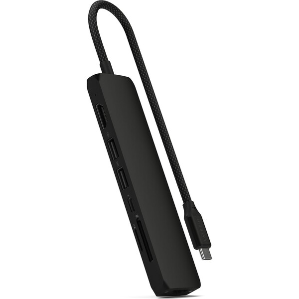 Satechi 7v1 USB-C Slim víceportový adaptér s Ethernetem černý Černá