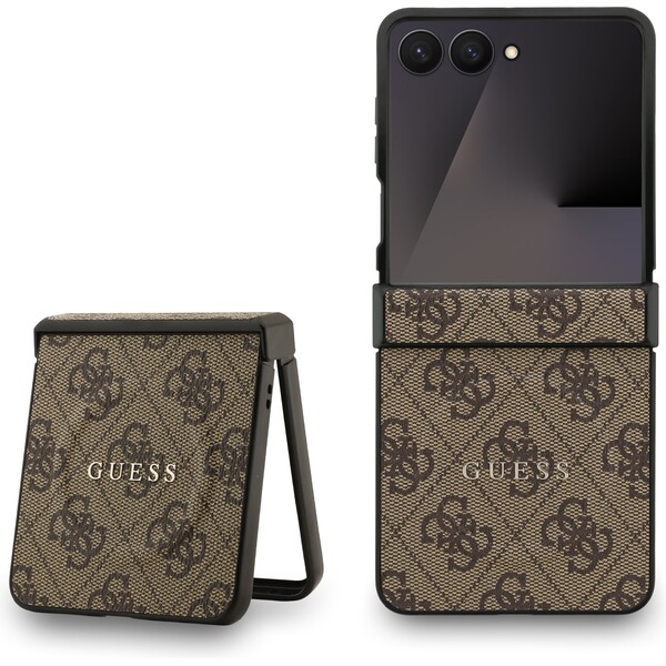 Guess PU Leather 4G Colored Ring Magnetic kryt Samsung Galaxy Z Flip 7 hnědý