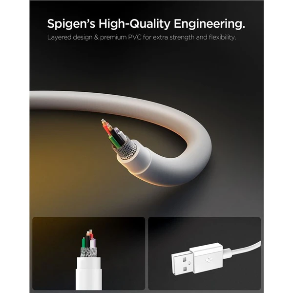 Spigen Essential USB-A/USB-C napájecí kabel 60W 2m bílý - Kabely a redukce - Obrázek 1163164f312a4319813700a726e44aac