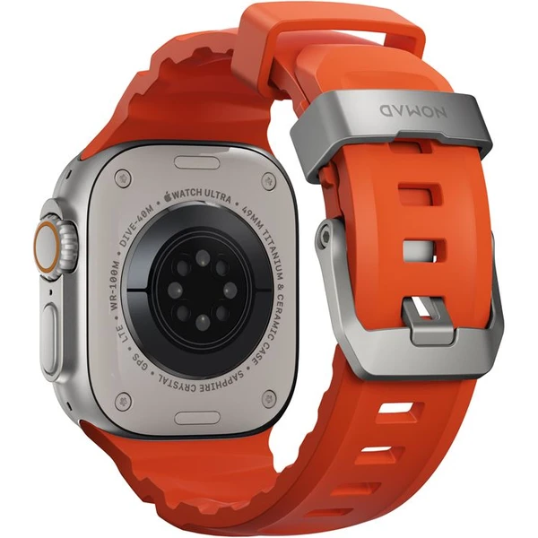 Nomad Rocky Point Band řemínek Apple Watch 49/45/44/42mm stříbrný/oranžový - Řemínky - Obrázek 1193ed0efbd644e7a8841a7972e16c2b