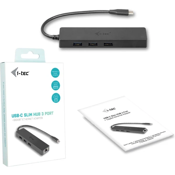 i-tec USB 3.1 Type C SLIM HUB 3 Port With Gigabit Ethernet Adapter - USB huby - Obrázek 11HA000501