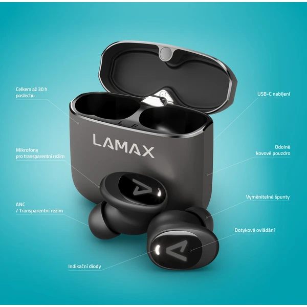 LAMAX SteelDots3 ANC bezdrátová sluchátka - Sluchátka - Obrázek 1211ae4420f147f58cb669209aa1e9e8