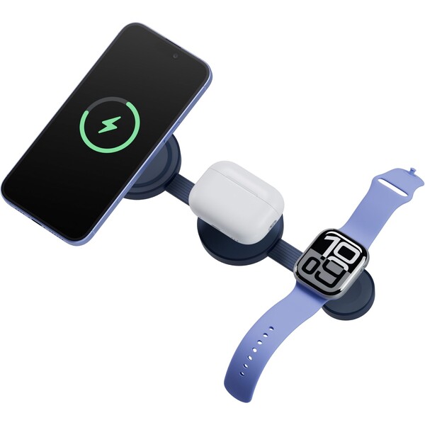 Energea Bazic GoMag Trio 2 3v1 Foldable MagSafe nabíječke 15W modrá