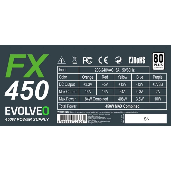 EVOLVEO FX 450 450W bulk - Zdroje - Obrázek 127A000K01