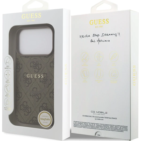 Guess PU Leather 4G Colored Ring MagSafe Zadní Kryt pro iPhone 17 Pro hnědý - Pouzdra - Obrázek 12919b25e7a24cf49c83ffac764c002a