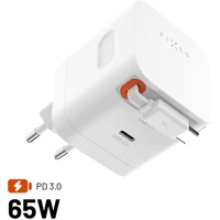 FIXED GaN nabíječka s 2xUSB-C, PD 3.0, se samonavíjecím kabelem, 65W, bílá - Nabíječky