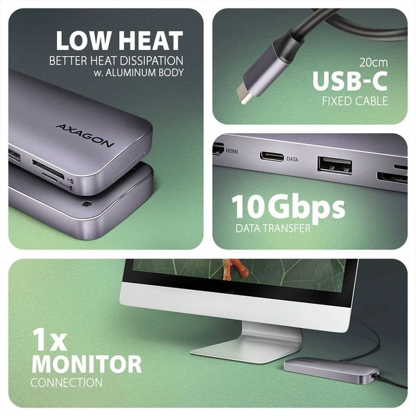 AXAGON HMC-6GM2 6v1 USB-C hub - Dokovací stanice - Obrázek 12W3000L01