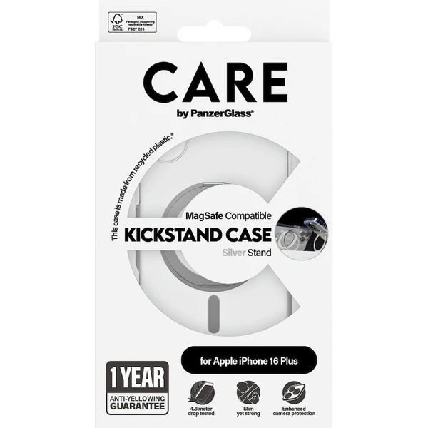 PanzerGlass® CARE kryt Apple iPhone 16 Plus MagSafe KickStand čirý/šedý - Pouzdra - Obrázek 1308000P01