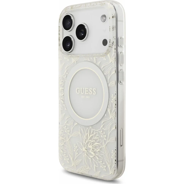 Guess IML Flowers Allover Strap MagSafe kryt iPhone 18 Pro bílý - Pouzdra - Obrázek 132411ae5f3b4e90a2c08cd2b0841f7f