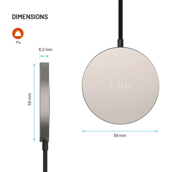 FIXED MagPad Slim Qi2.2/MagSafe bezdrátová nabíječka, 25W, titanová - Nabíječky - Obrázek 132db3f665c34e6191fb5c261a63117a