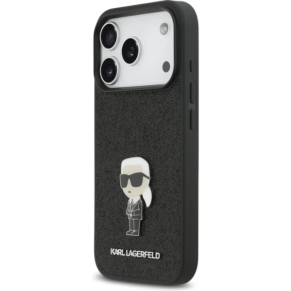 Karl Lagerfeld Fixed Glitter Metal Ikonik kryt iPhone 17 Pro černý - Pouzdra - Obrázek 13338fece91145d89fab33ee70082305