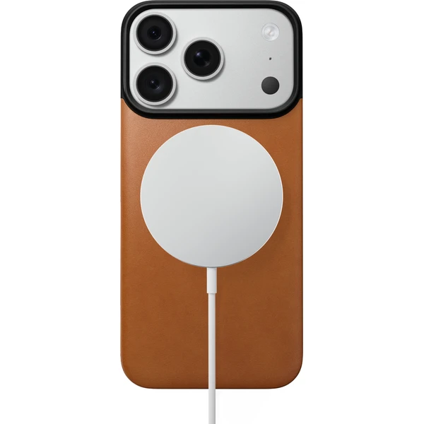 Nomad Magnetic Leather Back (Horween) MagSafe kožený kryt iPhone 17 Pro/18 Pro Saddle - Pouzdra - Obrázek 134f257fefac4a0d8978854aebe4c923