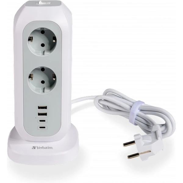 VERBATIM EU Power Tower EUPT-01 Nabíjecí stanice ,11x230V, 2xUSB-C, 2x USB-A - Chytré zásuvky - Hlavní obrázek