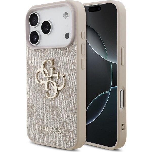 Guess PU 4G Metal Logo kryt iPhone 18 Pro růžový