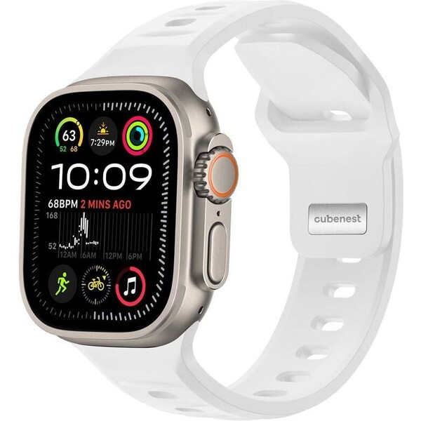 CubeNest Premium Silicon Band řemínek Apple Watch 42-49 mm bílý