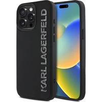 Karl Lagerfeld 3D Rubber Glitter Logo kryt iPhone 15 Pro Max černý - Pouzdra