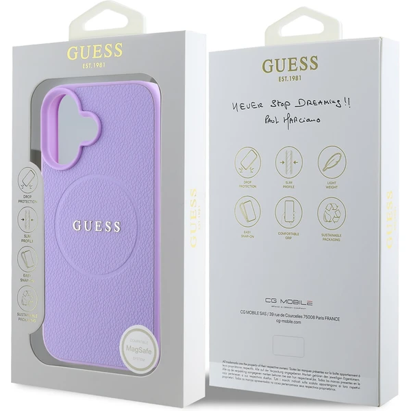 Guess PU Grained Classic Logo MagSafe kryt iPhone 16 fialový - Pouzdra - Obrázek 13d2c939f83b406aa22b605280b57ec6