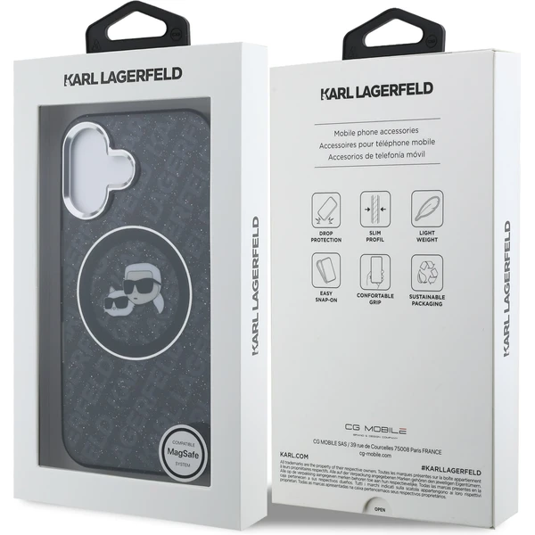 Karl Lagerfeld IML K&CH Heads Repeated Logo MagSafe kryt iPhone 16 černý - Pouzdra - Obrázek 142b541579da41ebbd8e4bdac722f375
