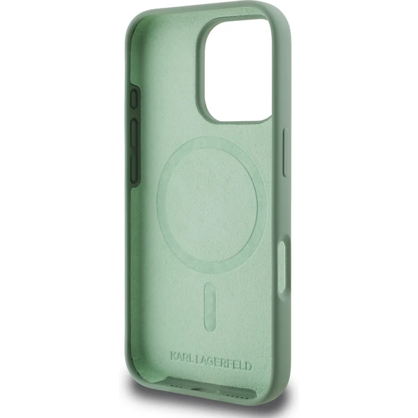 Karl Lagerfeld Liquid Silicone K&CH Heads MagSafe kryt iPhone 16 Pro zelený - Pouzdra - Obrázek 143580380c9c4d57acd879cefb9d9d1d