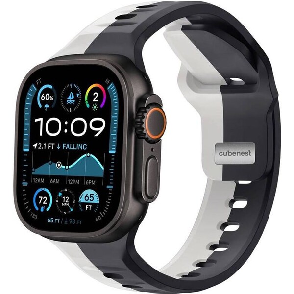 CubeNest Premium Silicon Band řemínek Apple Watch 42-49 mm černý/šedý
