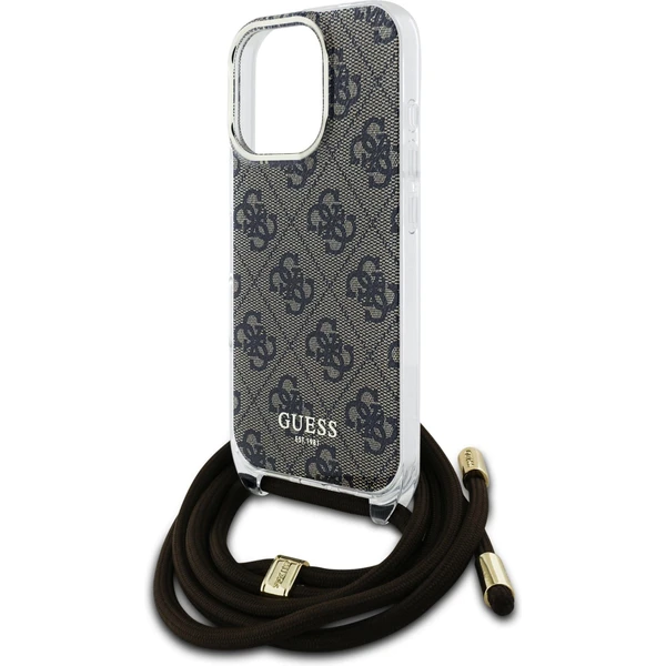 Guess IML 4G Printed Crossbody Popruh kryt iPhone 16 Pro hnědý - Pouzdra - Obrázek 14b14b3778424159bcbae661510599a7