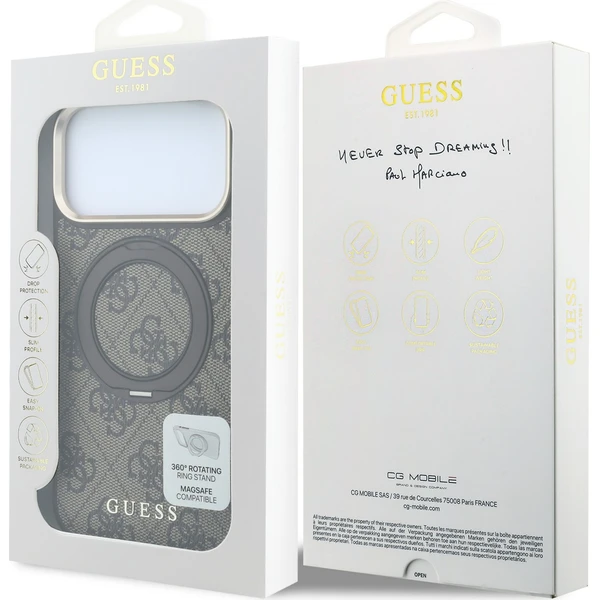 Guess PU 4G Ring Stand MagSafe kryt iPhone 18 Pro hnědý - Pouzdra - Obrázek 152398fed4584d5382c50ddb27b6052c