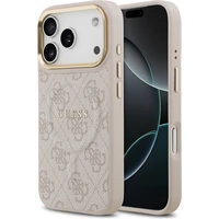 Guess PU Leather 4G Gold Frame MagSafe kryt iPhone 17 Pro růžový - Pouzdra