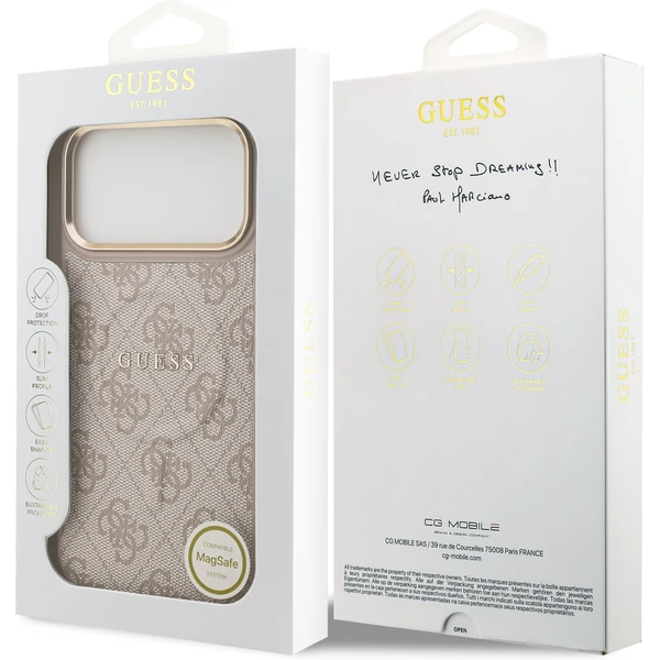 Guess PU Leather 4G Gold Frame MagSafe kryt iPhone 17 Pro Max růžový - Pouzdra - Obrázek 155d2957e0044c75a13fcec271f5e669