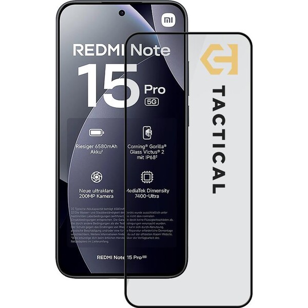 Tactical Glass Shield 5D sklo pro Xiaomi Redmi Note 15 Pro 5G černé
