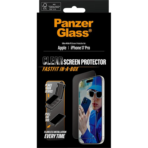 PanzerGlass® Ultra-Wide Fit sklo Apple iPhone 17 Pro s bezprašným aplikačním boxem - Ochranné folie a skla - Obrázek 15KH000K01