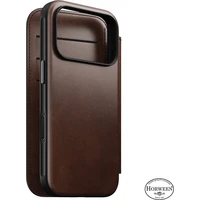 Nomad Modern Leather Folio (Horween) MagSafe kožené pouzdro iPhone 18 Pro Rustic Brown - Pouzdra