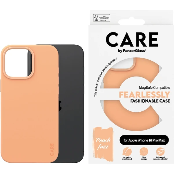 PanzerGlass® CARE kryt Apple iPhone 16 Pro Max MagSafe Fearlessly broskvový - Pouzdra - Obrázek 1608000P01