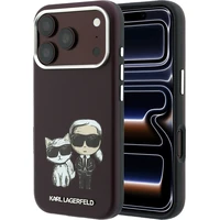 Karl Lagerfeld PU Semi Wrap Smooth Sketch Bodies Magsafe kryt iPhone 18 Pro vínový - Pouzdra