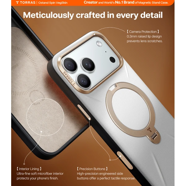 Torras Ostand Q3 VegSkin MagSafe kryt iPhone 17 Pro pearl gray - Pouzdra - Obrázek 162a7cc111254906a980328c0e1318b5