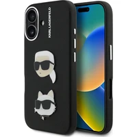 Karl Lagerfeld Grained PU K&CH Heads kryt iPhone 16 černý - Pouzdra