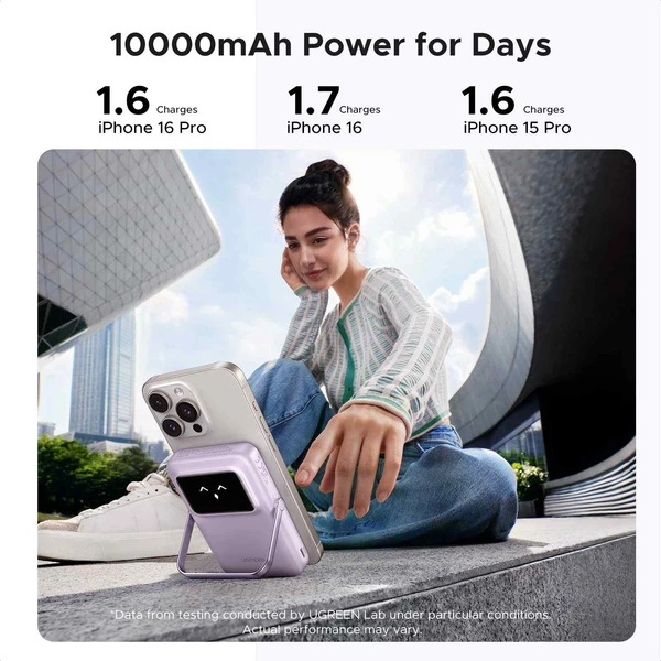 UGREEN Uno MagSafe/Qi2 Powerbanka se stojánkem, 10000 mAh, 20W, fialová - Powerbanky - Obrázek 1698a74544994d7186e388e2593c4aee