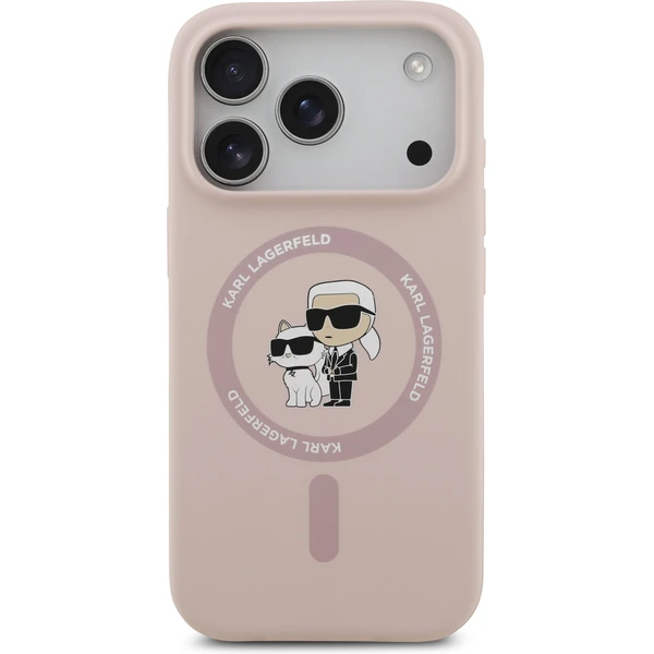 Karl Lagerfeld Liquid Silicone Karl and Choupette MagSafe kryt iPhone 17 Pro růžový - Pouzdra - Obrázek 16d1e3526d2442bc97aa725e22713633