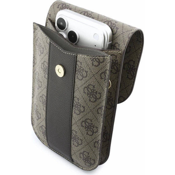 Guess PU 4G Stripe Metal Logo taška na telefon hnědá - Pouzdra - Obrázek 176b08a4c1a948b3a101651d14b697f0