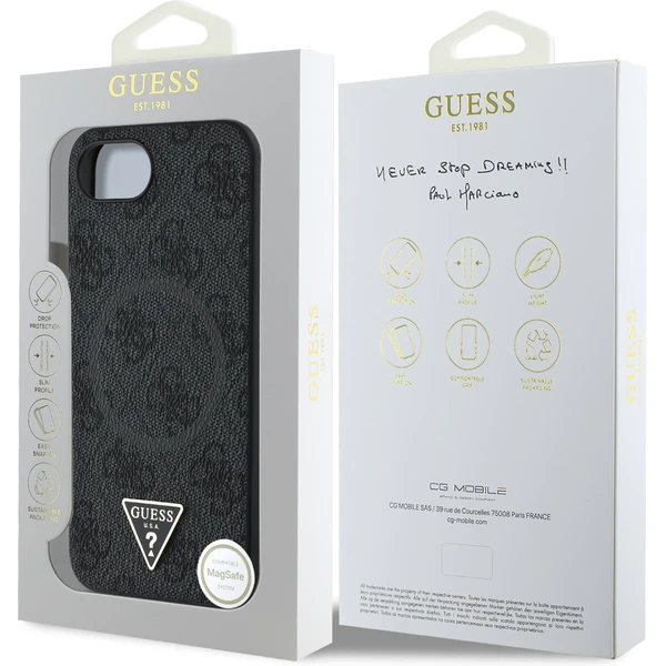 Guess PU 4G Strass Triangle Metal Logo kryt iPhone 17e/16e černý - Pouzdra - Obrázek 178d34c9fc894871934e948fe3e325c4