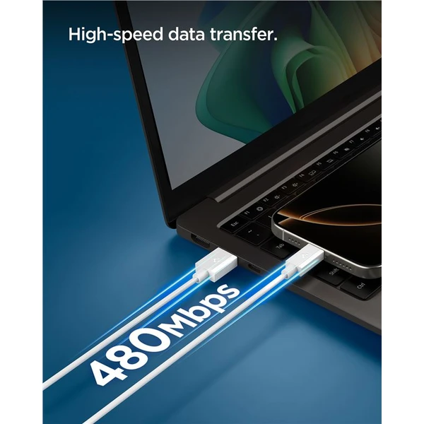 Spigen Essential USB-A/USB-C napájecí kabel 60W 2m bílý - Kabely a redukce - Obrázek 17bf624940b94350bc3e356f2a323d4b