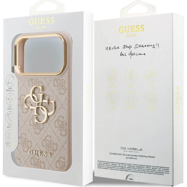 Guess PU Leather 4G Metal Logo Gold Frame kryt iPhone 18 Pro růžový - Pouzdra - Obrázek 17e1b80fdc114253ba40bc31eb418f9c
