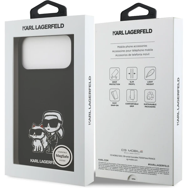 Karl Lagerfeld Liquid Silicone K&CH Sketch MagSafe kryt iPhone 17 Pro Max černý - Pouzdra - Obrázek 17ea3b1ad0d64f068a454968bd6e401a